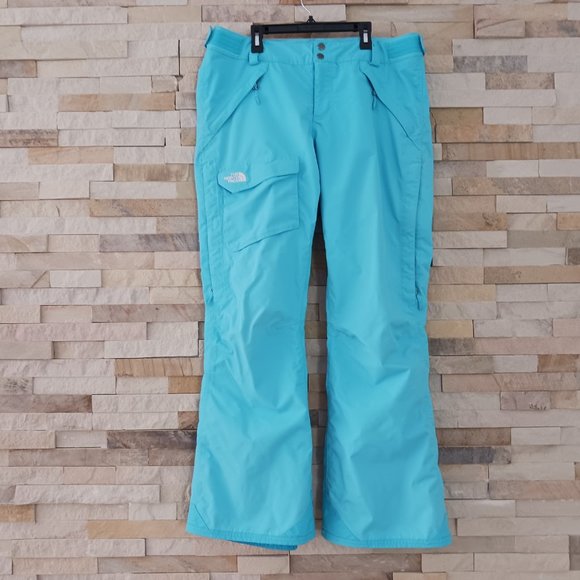 North Face Womens Large Baby Blue Ski Snow Snowboard Winter Pants Waterproof Bib - Picture 1 of 8